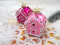 Christbaumschmuck Lebkuchenhaus Rosa Pink Glas Weihnachten 8cm Hoch 2