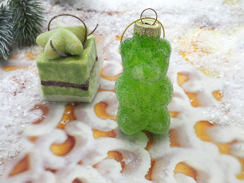 Christbaumschmuck Glas &amp;quot;Fruchtgummis&amp;quot; Bär Rot Grün Weiß Weihnachten