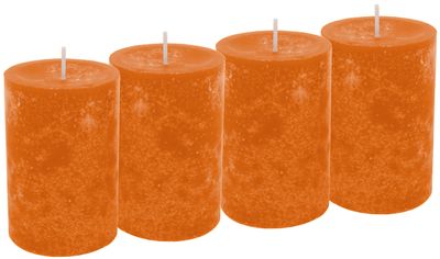 4 Stumpenkerzen Kerzen Tischdeko Herbst Deko Adventskerzen Safran Orange