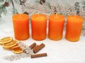 4 Stumpenkerzen Kerzen Tischdeko Herbst Deko Adventskerzen Safran Orange 3