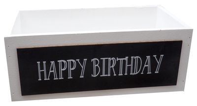 Geburtstagsbox Happy Birthday Geschenkbox Geburtstag Holz Weiß Schwarz Geburtstagskiste Deko