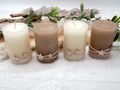 4 Adventskerzen Kerzen Stumpenkerzen Creme Beige Stern Rosé Weihnachten Advent Deko 2