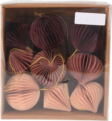 Christbaumschmuck Wabenbälle Papier Altrosa Beere Apricot Verschiedene Formen Und Größen 9 Stück 6cm Ø