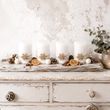 Adventskerzen in Creme mit Schneeflocke - Adventskranz Weihnachten Winter Deko 4 Stück 2