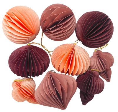 Christbaumschmuck Wabenbälle Papier Altrosa Beere Apricot Verschiedene Formen Und Größen 9 Stück 8cm Ø