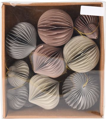 Christbaumschmuck Wabenbälle Groß Papier Grau Taupe Creme Verschiedene Formen Und Größen 9 Stück 8cm Ø