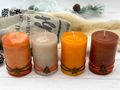 Kerzen - Adventskerzen 9cm H, Ø ca. 6 cm in Orange & Braun, Brenndauer ± 27h, 100% deutsche Herstellung und Qualität 4