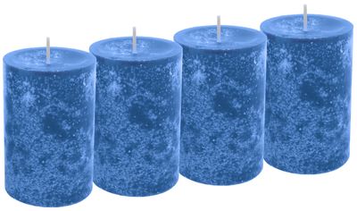 4 Stumpenkerzen Kerzen Azur Blau Tischdeko Adventskranz 9cm hoch Ø 6cm