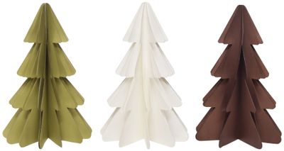 Weihnachtsbaum Papierbaum Dunkelbraun Weiß Olive Grün Tannenbaum Weihnachtsdeko Deko 24,5cm Groß