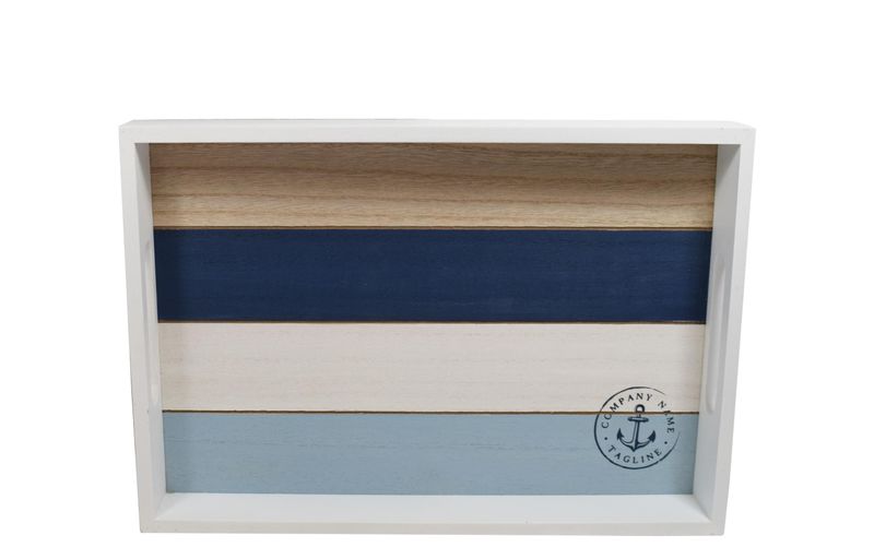 Tablett Maritim Klein Blau Weiß Serviertablett Anker Küche Deko