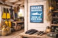 Shark Warning Deko Schild Metall Hai - für Strandhaus, Pool, Bad, Garten, Terrasse, Garage, Hotel, Boot, Partykeller, Jugendzimmer  3