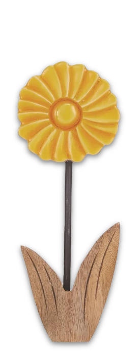Deko Blume Aufsteller Gelb Rund Holz Tischdeko Frühling Sommer 20cm 