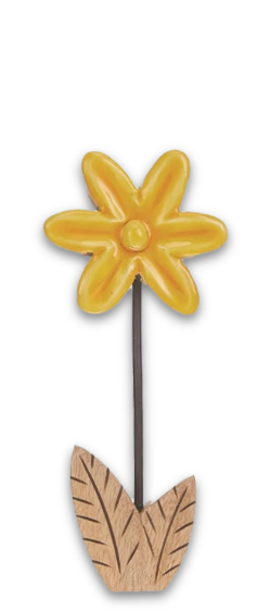 Deko Blume Aufsteller Gelb Sternförmig Holz Tischdeko Frühling Sommer 17cm 