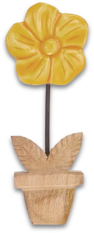 Deko Blume Aufsteller Gelb Holz Tischdeko Frühling Sommer 25cm