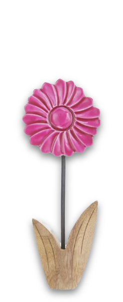 Deko Blume Aufsteller Pink Rund Holz Tischdeko Frühling Sommer 20cm