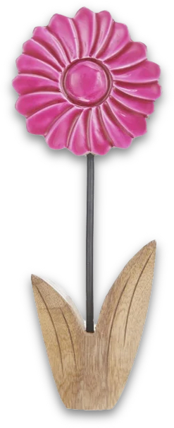 Deko Blume Aufsteller Pink Rund Holz Tischdeko Frühling Sommer 25cm