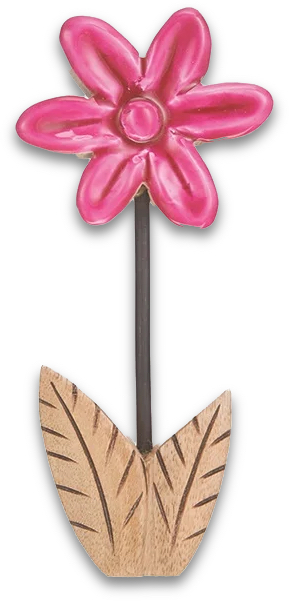 Deko Blume Aufsteller Pink Sternförmig Holz Tischdeko Frühling Sommer 23cm