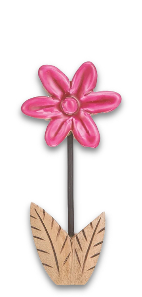 Deko Blume Aufsteller Pink Sternförmig Holz Tischdeko Frühling Sommer 17cm