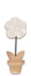 Deko Blume Aufsteller Creme Holz Tischdeko Frühling Sommer 20cm 3