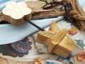 Deko Blume Aufsteller Creme Holz Tischdeko Frühling Sommer 20cm 5