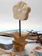 Deko Blume Aufsteller Creme Holz Tischdeko Frühling Sommer 25cm oder 20cm 6