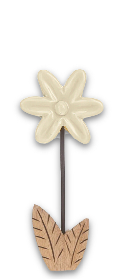 Deko Blume Aufsteller Creme Sternförmig Holz Tischdeko Frühling Sommer 17cm