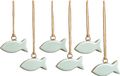 Fische zum Hängen Türkis Blau Mangoholz Tischdeko Kommunion Sommer Maritim 6cm 6 Stück 1