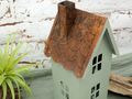 Haus Deko Metallhaus Vintage Grün Geschenk Garten Balkon  5