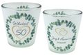Windlicht Votiv Banderole Goldhochzeit Eukalyptus Herz Gold Tischdeko PERSONALISIERT 7,5cm H 1