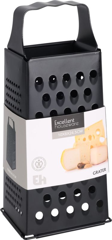 Reibe Küchenreibe Schwarz Rostfreier Stahl Vierkantreibe Multireibe Modern Küche 24,5cm H