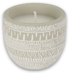 Citronella Kerze Keramiktopf Grau mit Muster Outdoor Anti-Mücken-Kerze 6,5 Ø  6cm H