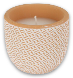 Citronella Kerze Keramiktopf Terrakotta Creme mit Muster Outdoor Anti-Mücken-Kerze 6,5 Ø  6cm H