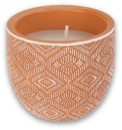 Citronella Kerze Keramiktopf Terrakotta mit Muster Outdoor Anti-Mücken-Kerze 6,5 Ø  6cm H