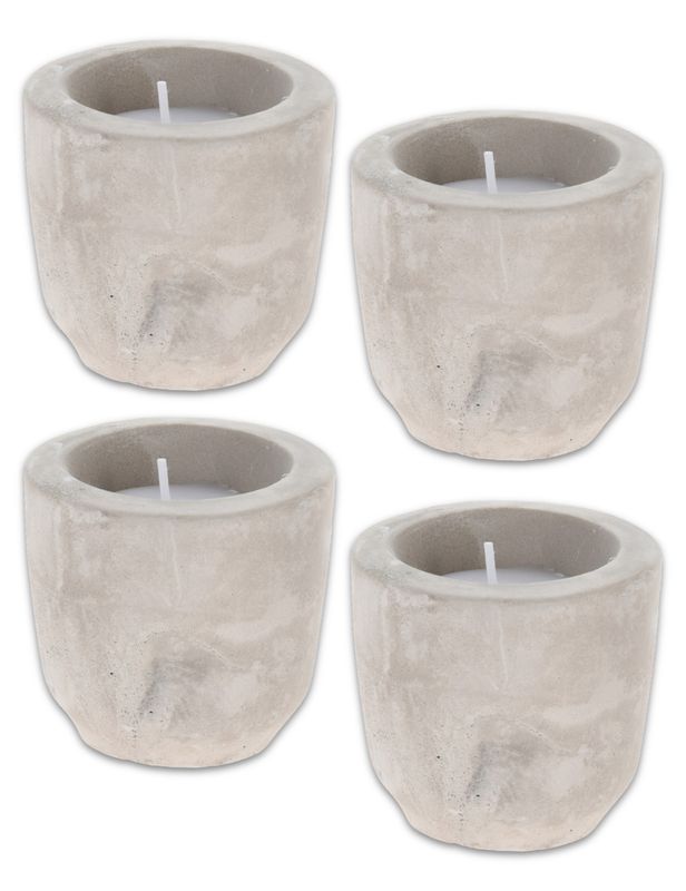Citronella Kerzen Zementtopf Betonoptik Duftkerze Outdoor Anti-Mücken Kerze 6 Ø 6cm H 4er Set