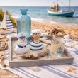 Maritimes Deko Geschenkset - Tischdeko Sommer Tablett 4