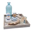 Maritimes Deko Tablett Kapitän & Matrose Teelichtglas Vase Streudeko Tischdeko Sommer 25 x 25 x 3 cm 1