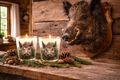 Deko Windlicht Jäger Mann Jagd Geburtstag Rustikal Wildschwein Motiv - zur Wildessen Herbst Winter 4