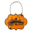 Hängeschild Holz Kürbis Stadt Friedhof Spinnen Fledermaus “Happy Halloween” 20x15cm LxB 1