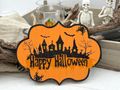 Halloween Türschild Happy Halloween Deko Schild Orange Schwarz  4
