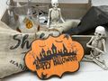 Halloween Hängeschild Deko Schild Happy Halloween mit Friedhof Motiv - zum Aufhänger  3