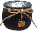 Windlicht mit Kürbishänger Schwarz Herbst Halloween Tischdeko 7cm Hoch 7,5cm Ø 8