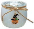 Windlicht mit Kürbishänger Weiß Herbst Halloween Tischdeko 7cm Hoch 7,5cm Ø 5