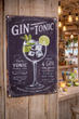 Vintage Deko Metallschild Gin Tonic mit Cocktail Rezept - Strandbar, Hochzeit Bar Schild, Summer, Küche, Geschenk 2