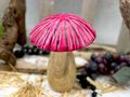 Deko Pilz Aufsteller aus Mangoholz – lackierte Kappe Pink Herbst Oktoberfest Weihnachten 4