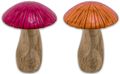Deko Pilz Mangoholz mit lackierten Kappen in Orange oder Pink – Herbst- & Weihnachtsdeko, 17 cm H 1