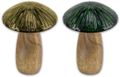 Mangoholzpilz Pilz Dekofigur Herbst Grün Oliv Holz Tischdeko Deko 17cm Hoch 1