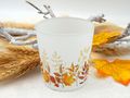 Elegantes Windlicht aus milchig-weißem Glas mit Blättermotiven - deal für Herbstdeko, Tischdekoration oder als Geschenk 2