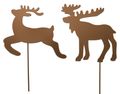 Stecker Metall Braun für Adventskranz Gesteck Blumentopf Motiv Hirsch oder Elch Weihnachten Deko  1