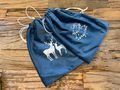 Samtbeutel Petrol Blau mit Rentieren Geschenkbeutel Stoffbeutel Nikolaus Weihnachten Advent Deko 19 x 26cm 3