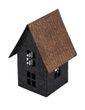 Teelichthalter Windlicht Lichthaus Haus Metall Schwarz Rost Weihnachten Herbst Deko 14,5cm 1